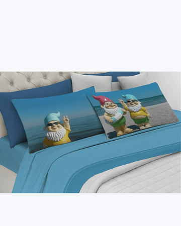 Set Lenzuola Letto Matrimoniale 100% Cotone Made in Italy - Occhioni di Cucciolo Gnometti 2 Piazze